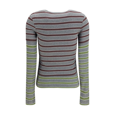 Ganni Gray Cotton Long Sleeve T-Shirt