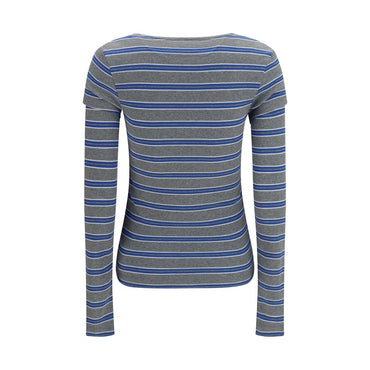 Ganni Gray Cotton Long Sleeve T-Shirt