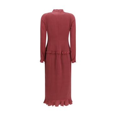 Alessandra Rich Bordeaux Silk Casual Dress
