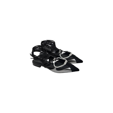 PINKO Black Leather Ballet Flats