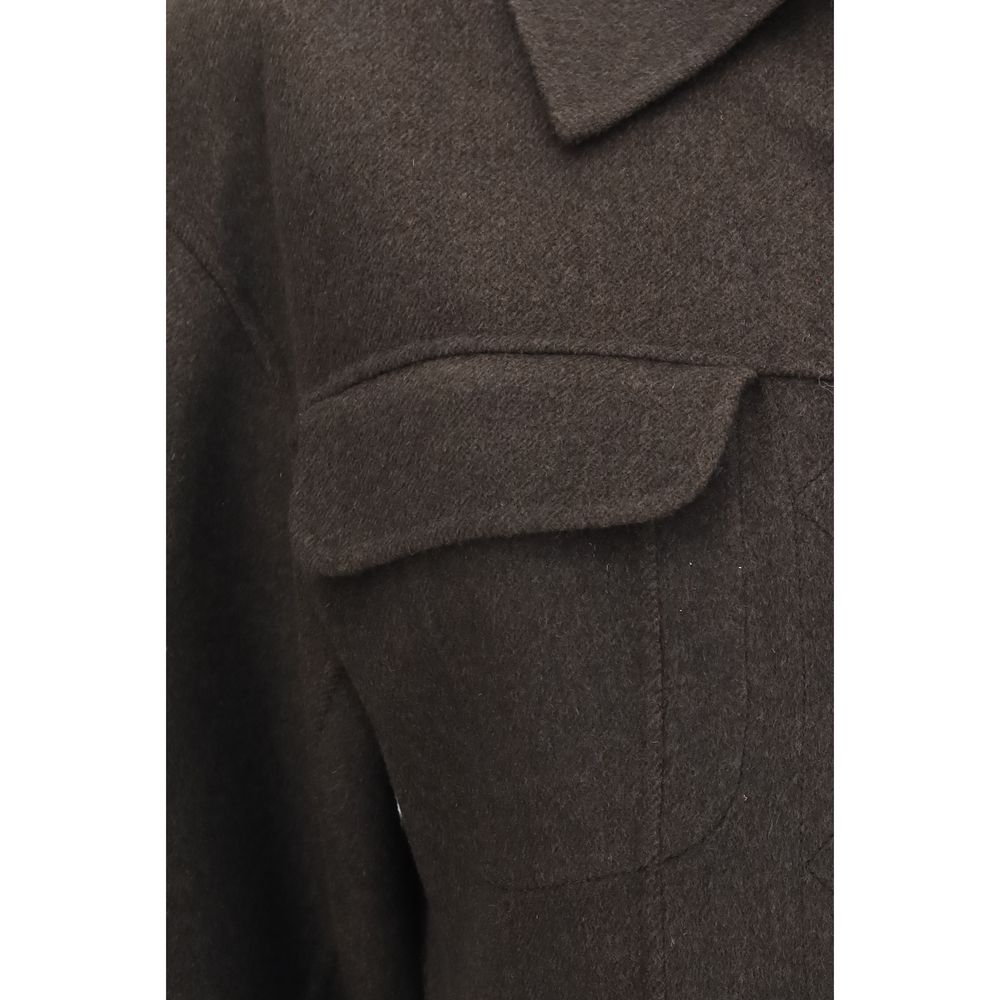 Max Mara Brown Wool Oves Aries Full-Length Jacket