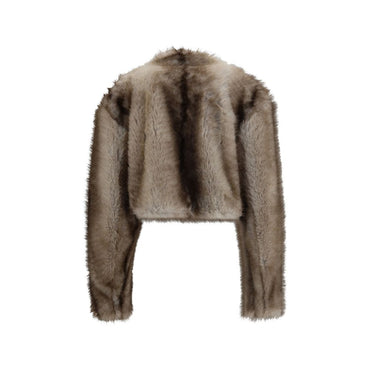 Max Mara Gray Polyester Full-Length Jacket