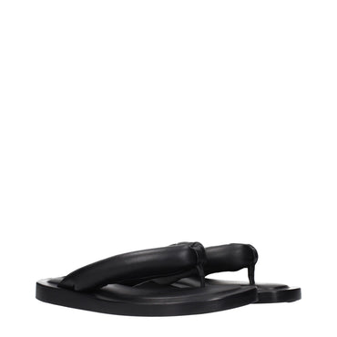 Jil Sander Black Leather Flip-Flop Sandals