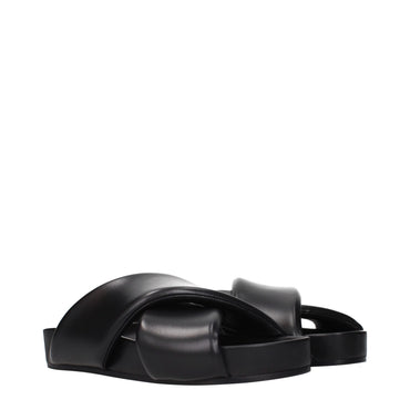 Jil Sander Black Leather Slippers