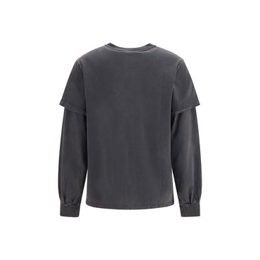 Ganni Gray Cotton Long Sleeve T-Shirt
