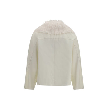 Loulou De Saison White Wool Oves Aries Full-Length Jacket