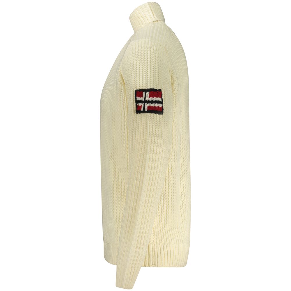 Norway 1963 White Wool Men Sweater