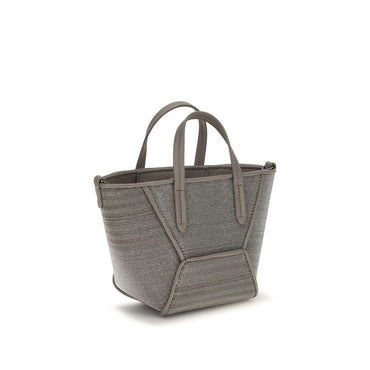Brunello Cucinelli Gray Calf Leather Bos Taurus Shoulder Bag