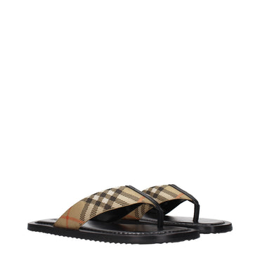 Burberry Beige Fabric Flip-Flop Sandals
