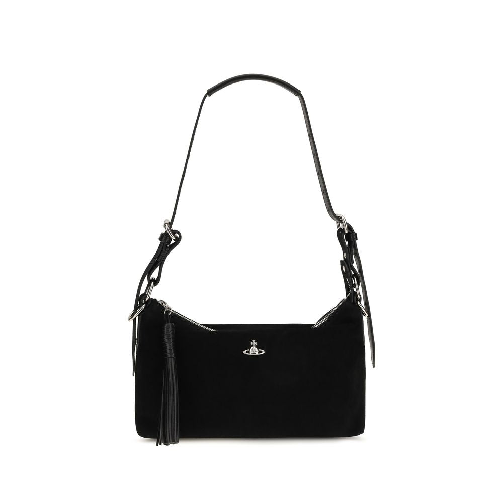 Vivienne Westwood Black Suede Leather Shoulder Bag