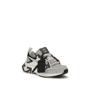 Off-White Gray Fabric Athletic Sneakers