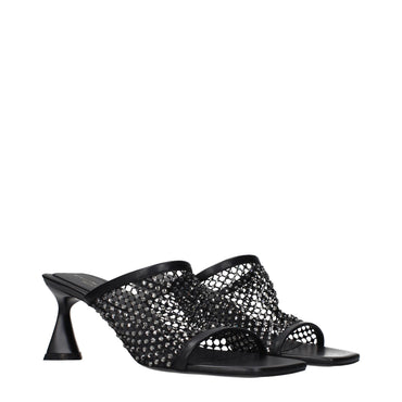 Stella McCartney Black Leather Stiletto Heel Sandals