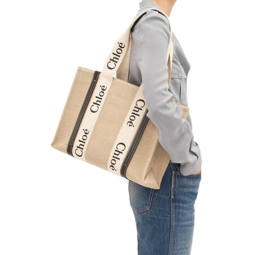 Chloé Beige Linen Tote Bag