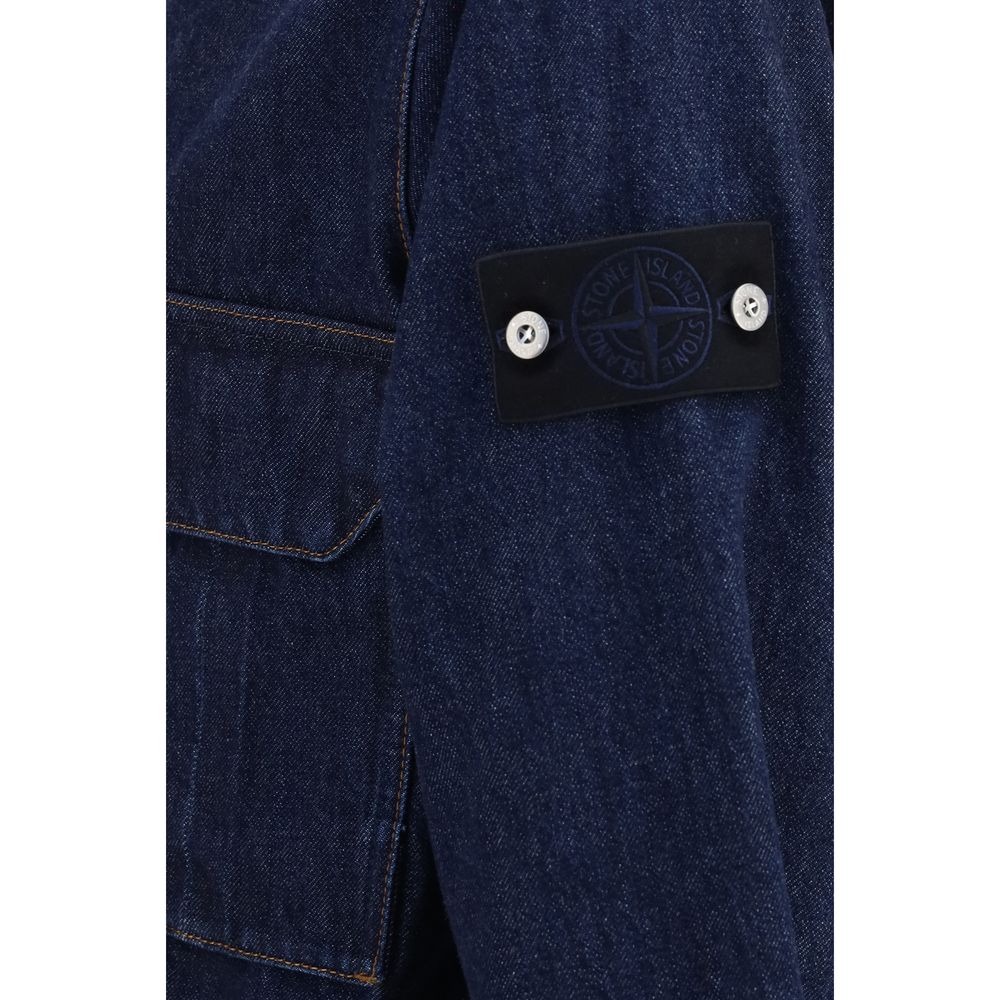 Stone Island Blue Cotton Denim Jacket