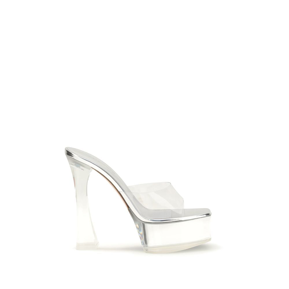 Amina Muaddi Silver Pvc Platform Sandals