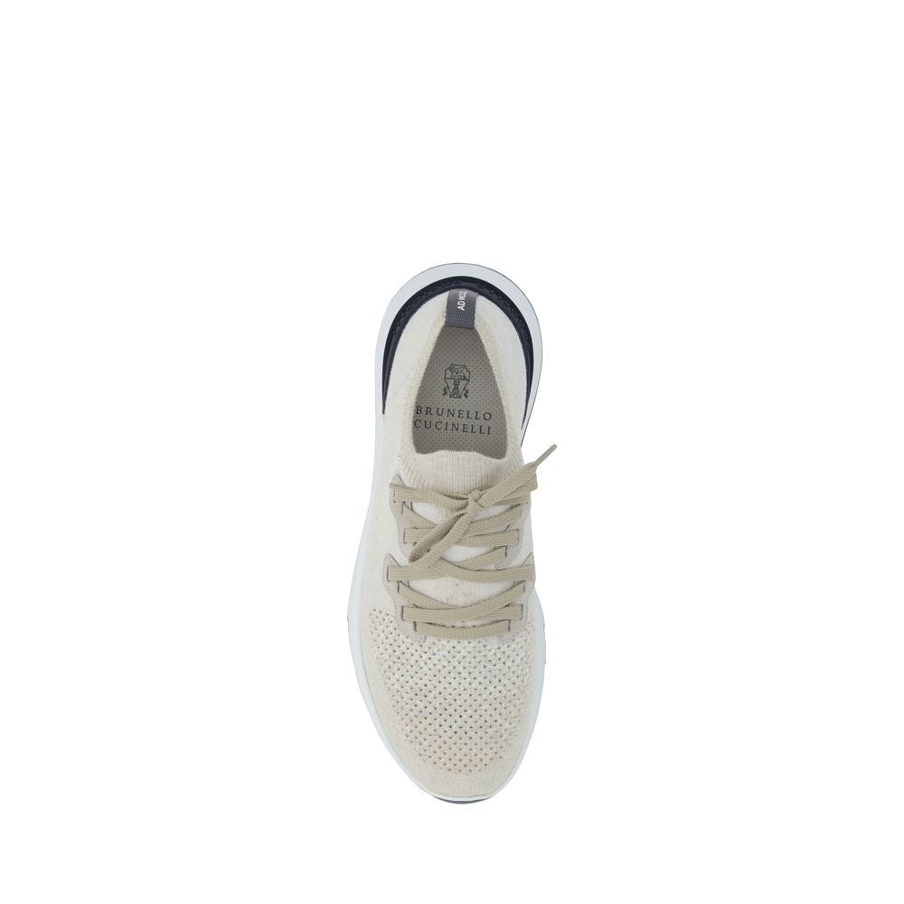 Brunello Cucinelli White Cotton Athletic Sneakers