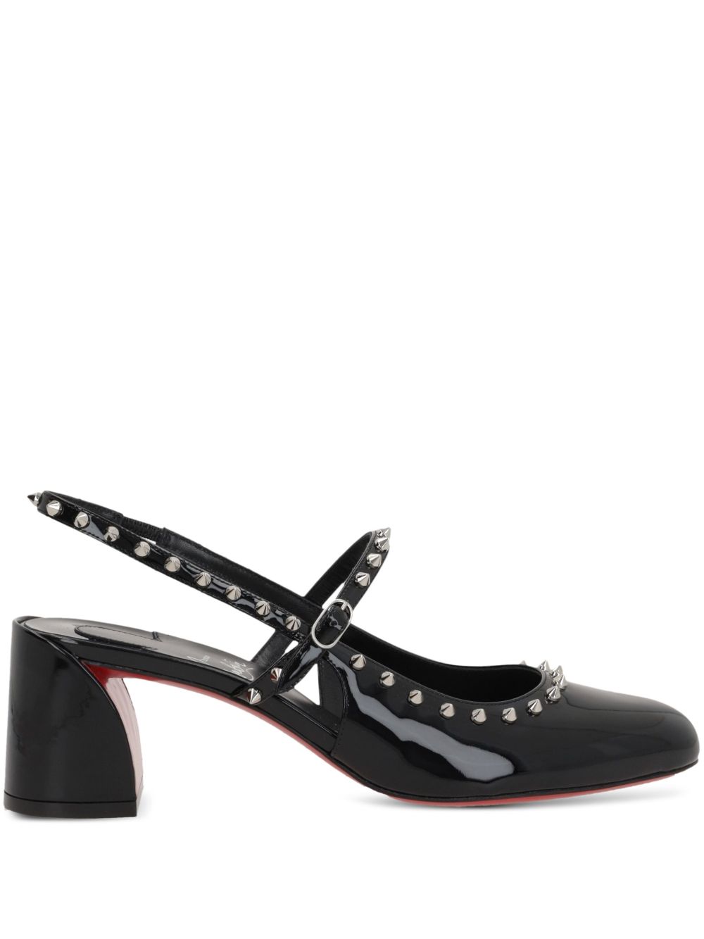 Christian Louboutin With Heel Black -black-patent leather-slingback heels-studs
