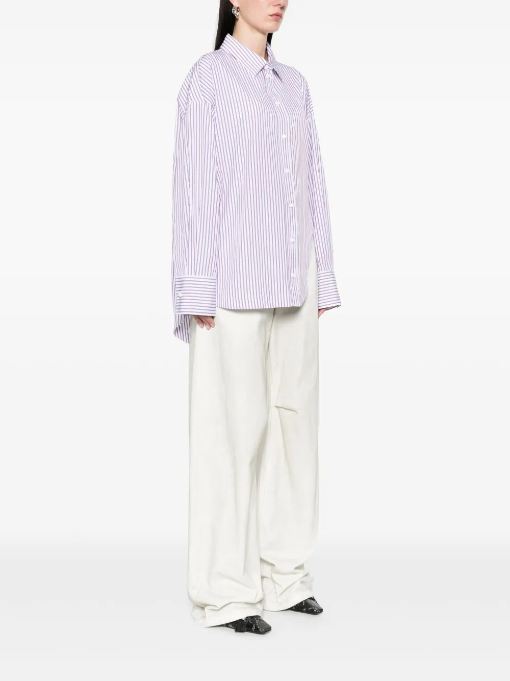 The Attico The Attico white and purple striped oversized shirt