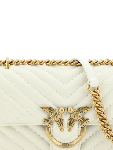 PINKO Elegant White Mini Love Shoulder Bag
