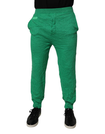 Dsquared² Green Cotton Elastic Waist Men Casual Pants