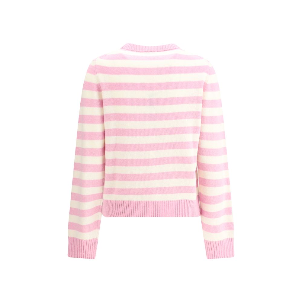 Ganni Striped sweater with rabbit
