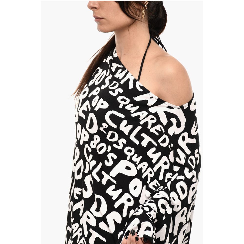 Dsquared² All-Over Logo Two-Tone Mini Beach Cover-up Dress