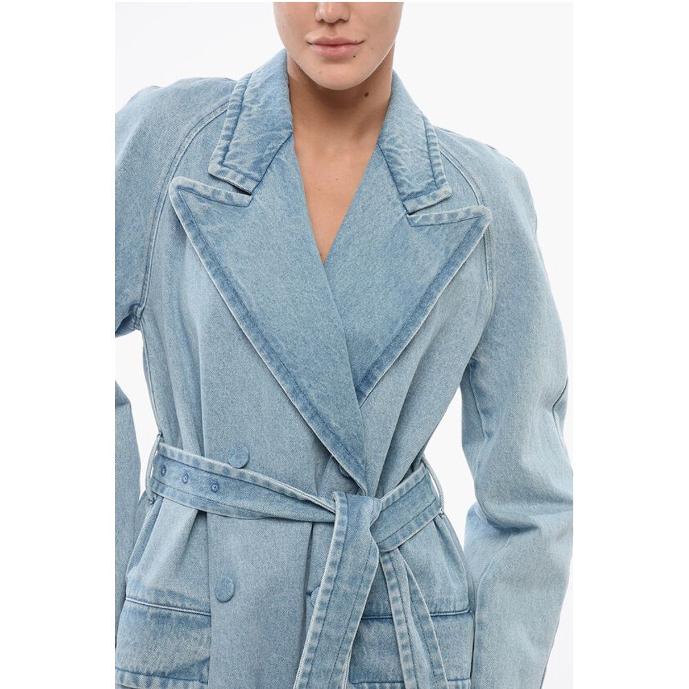Dries Van Noten Double-breasted Denim Coat with Belt