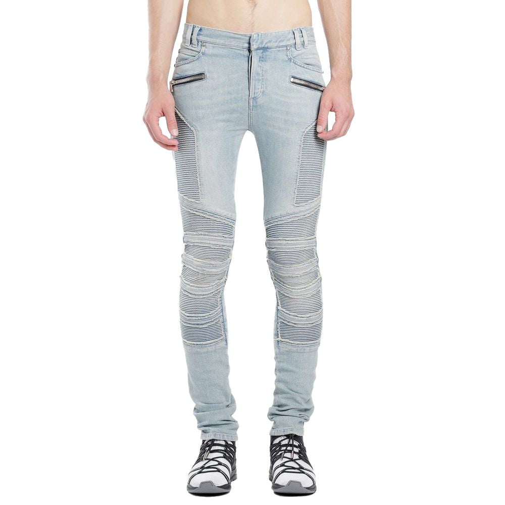 Balmain Blue Cotton Jeans & Pant