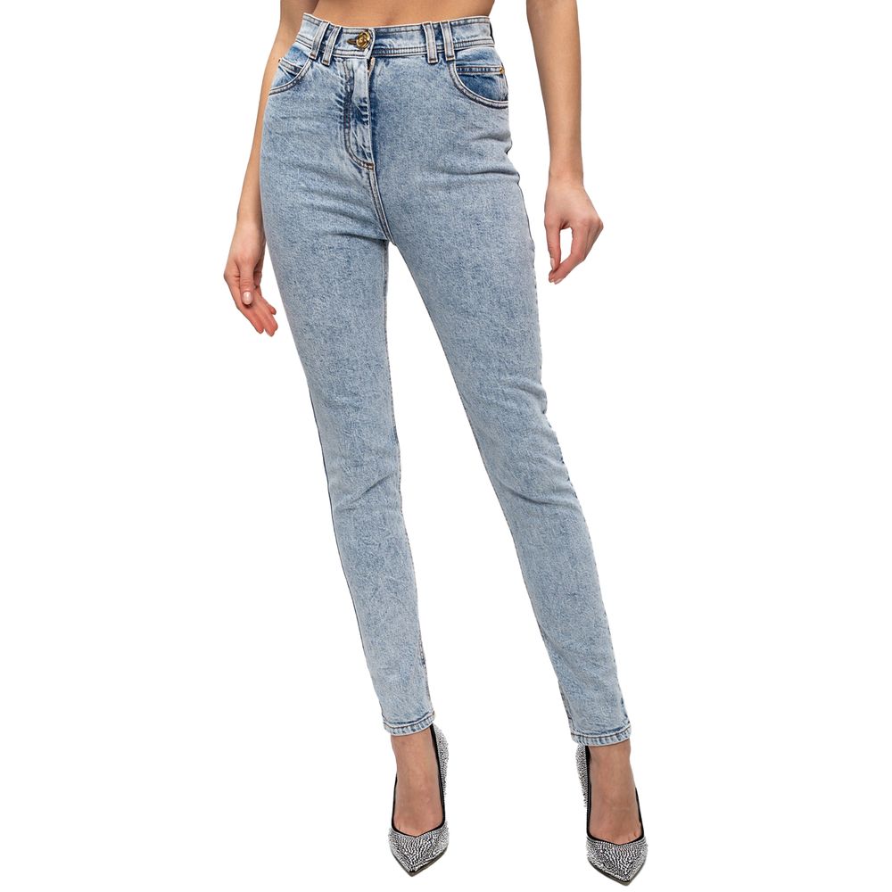 Balmain Blue Cotton Jeans & Pant