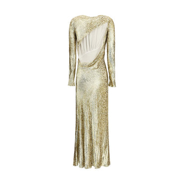 Self-Portrait Gold thread long Dress