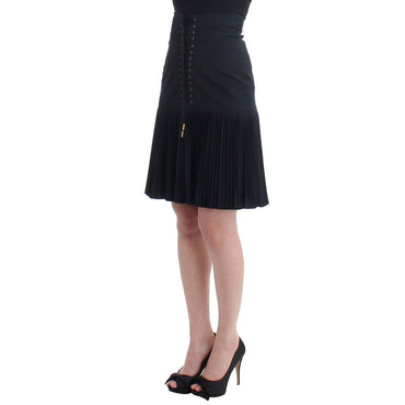 Roberto Cavalli Black Wool Skirt