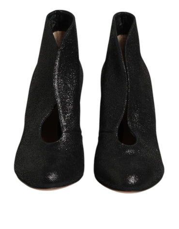 Gianvito Rossi Metallic Black Pump Stiletto Heels Shoes