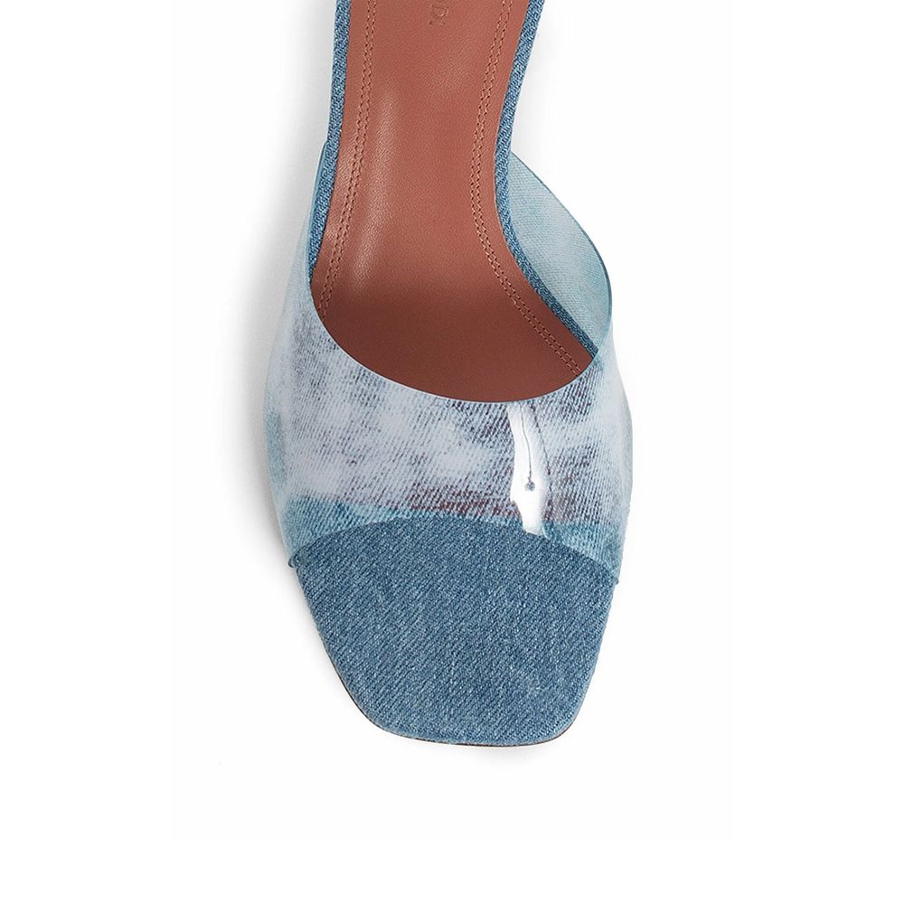 Amina Muaddi Lupita Glass Pvc Denim Mules