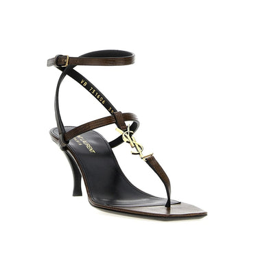 Saint Laurent Cassandra Leather Flip-Flop Sandals