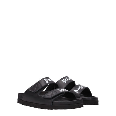 Palm Angels Black Leather Slipper