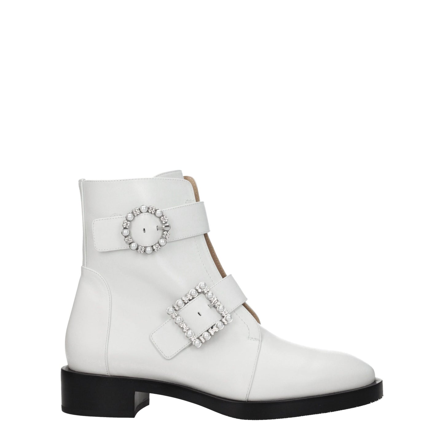 Stuart Weitzman White Leather Ankle