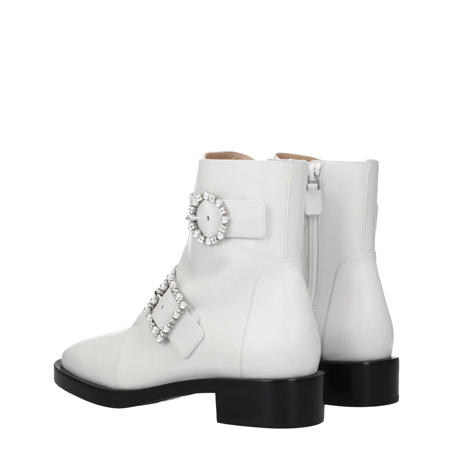Stuart Weitzman White Leather Ankle
