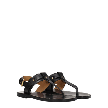 Isabel Marant Black Leather Flip-Flop Sandal