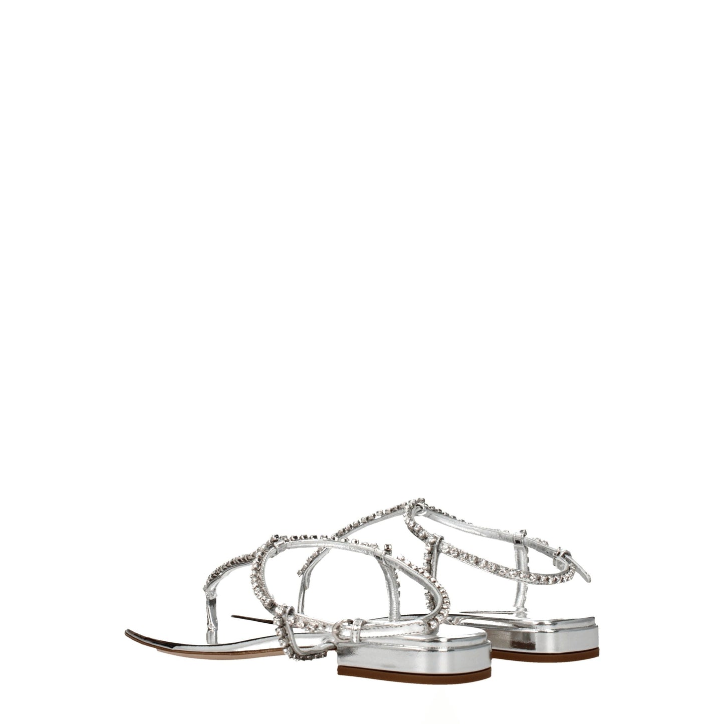 Miu Miu Gray Leather Flip-Flop Sandal