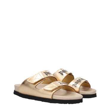 Palm Angels Gold Leather Slipper