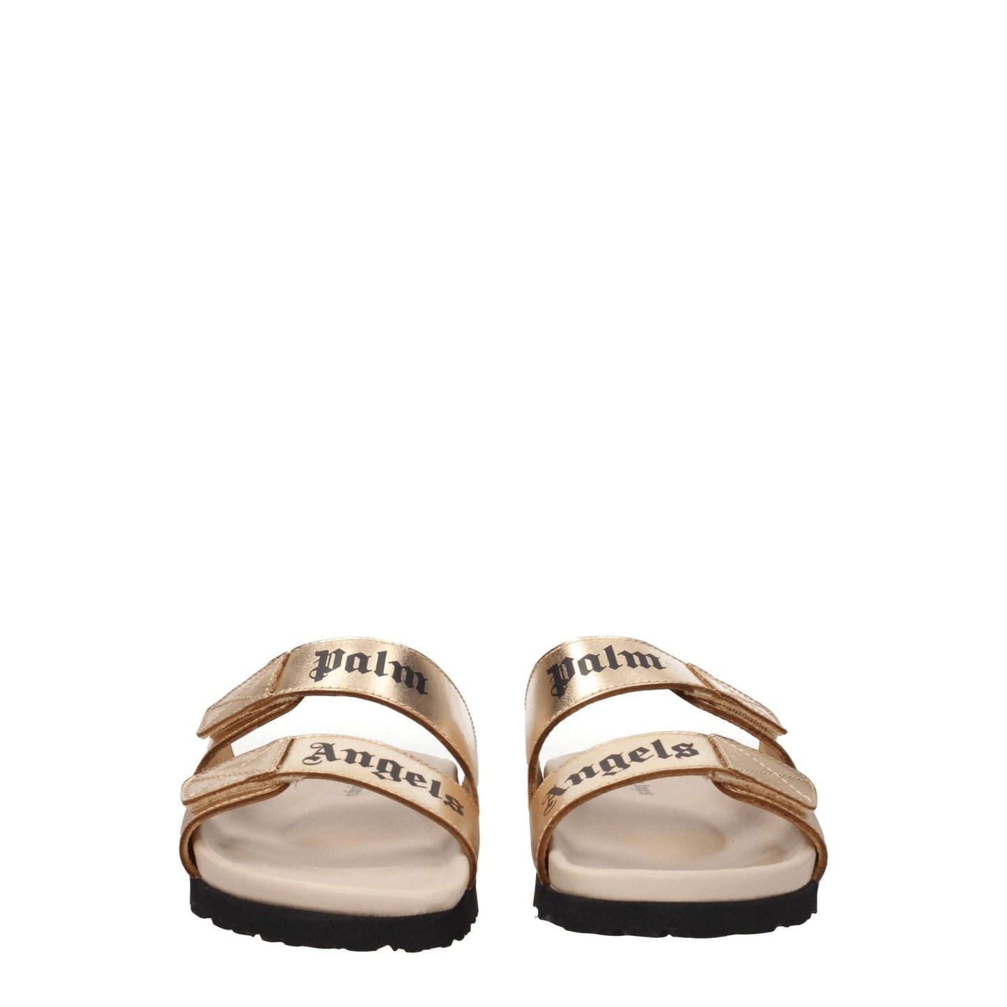 Palm Angels Gold Leather Slipper