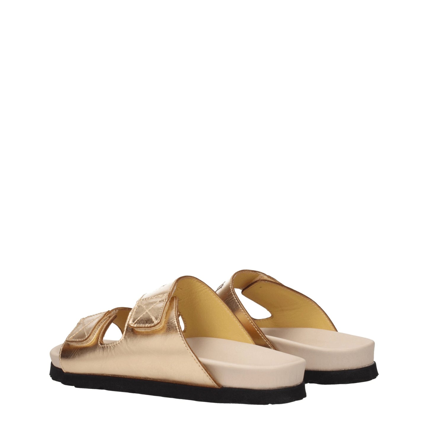 Palm Angels Gold Leather Slipper