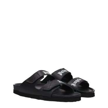 Palm Angels Black Leather Slipper