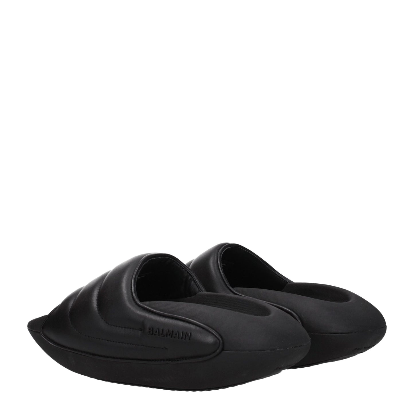 Balmain Black Leather Slipper