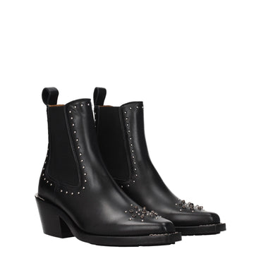 Chloé Black Leather Ankle