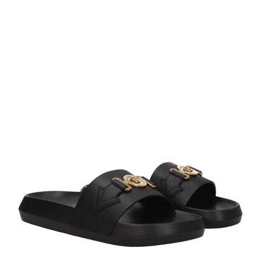 Versace Black Leather Slipper
