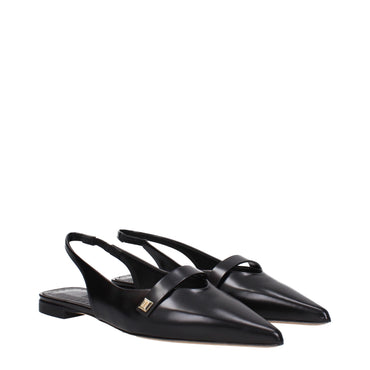 Max Mara Black Leather Slingbacks