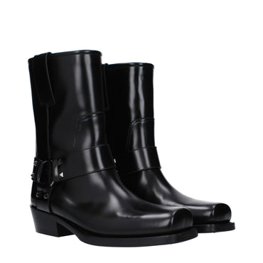 Valentino Garavani Black Leather Ankle