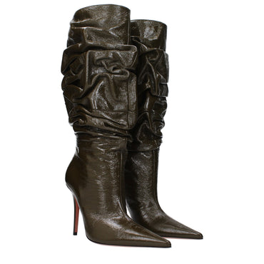 Amina Muaddi Green Leather Boot