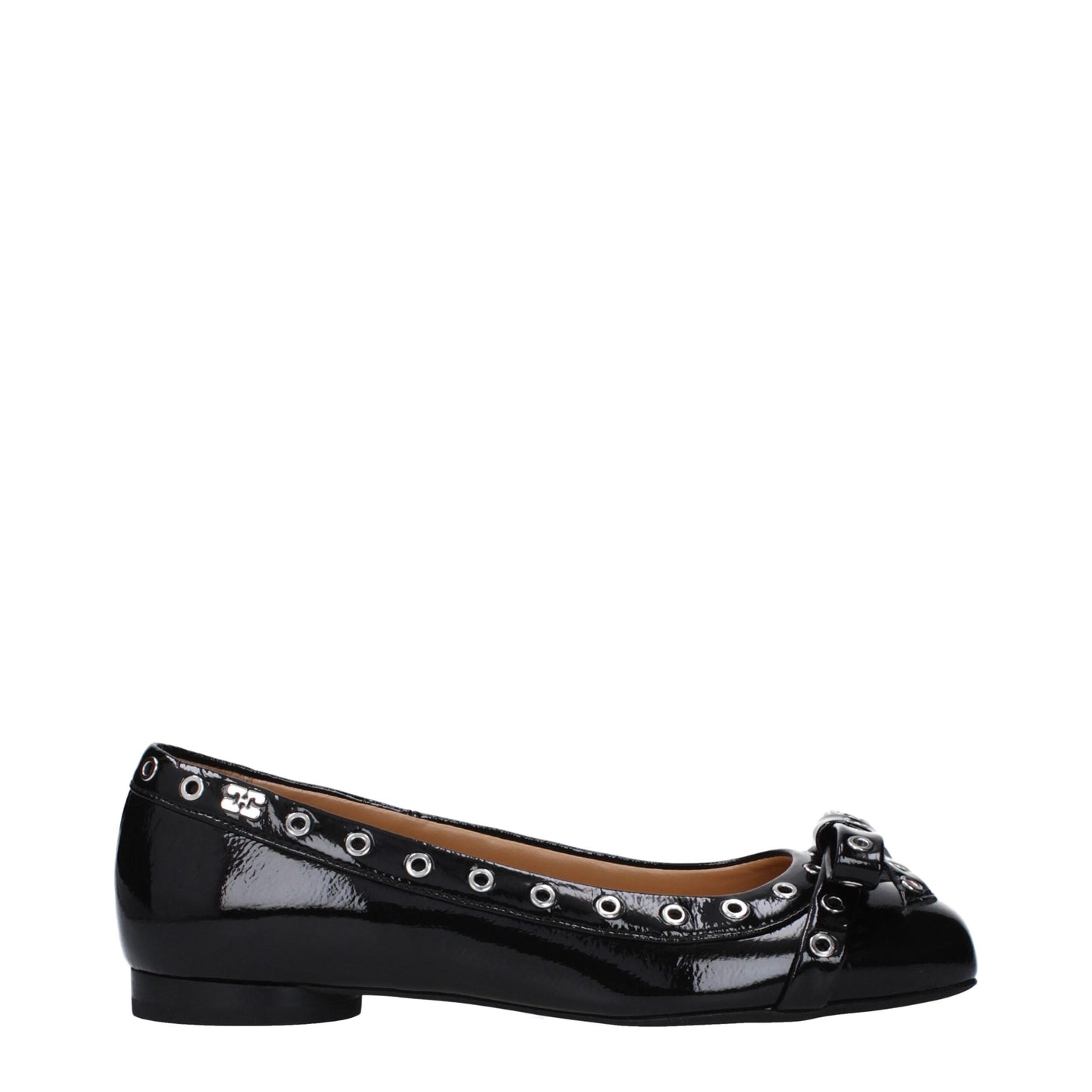 Ganni Black Leather Ballet Flat